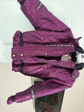Purple Puffer Jacket with Trim